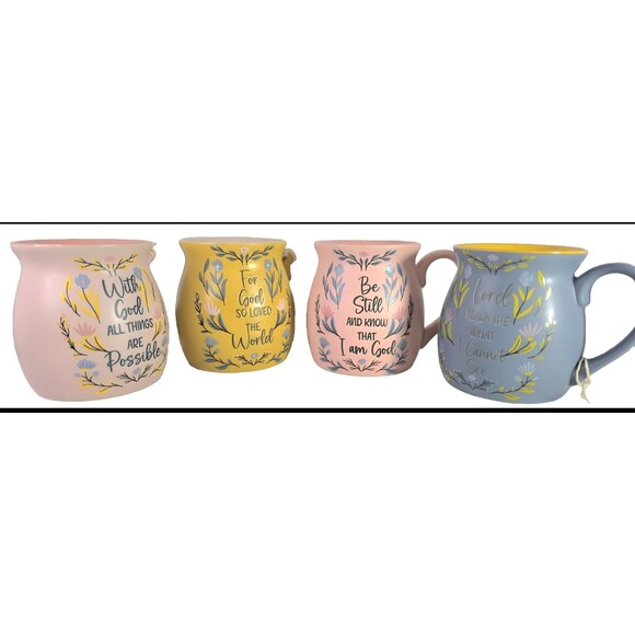Bible Verse Mugs Set Of 4 capacity 16 oz, Ceramic Double-Sided print. Beautiful! - Picture 2 of 10